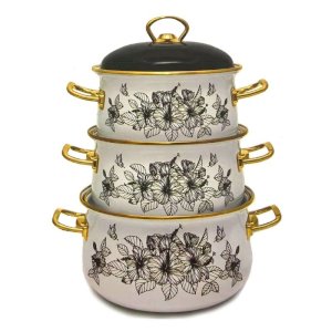 ემალის ქვაბების ნაკრები Infinity 3PCS Golden