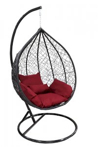 ბუდე საქანელა SC-001 შავი, შინდისფერი ბალიშებით 1014