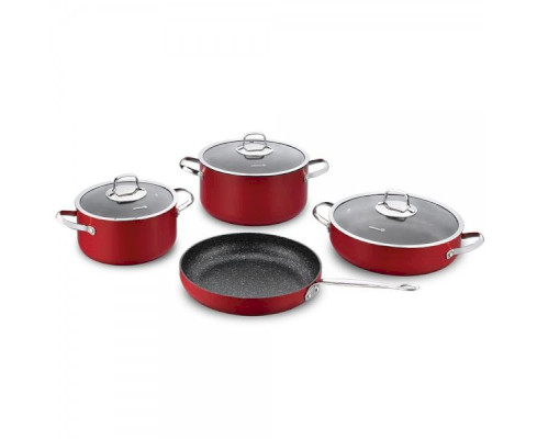 ქვაბის და ტაფის ნაკრები KORKMAZ A1877 ZETA COOKWARE 7pcs/RED