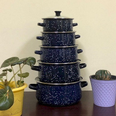 ემალის ქვაბების ნაკრები RUIBEITU 5PCS Blue