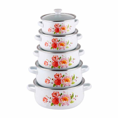 ემალის ქვაბების ნაკრები Reoona 5PCS Chamomile