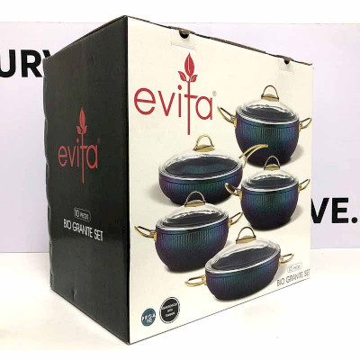 ბიო-გრანიტის ქვაბების ნაკრები Evita 5PCS