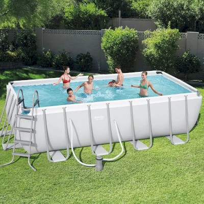 Bestway 56670 Power Steel Pool Set With Filter Pump and ladder კარკასული აუზი კარტრიჯული ფილტრით და კიბით